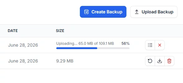 Upload Backup